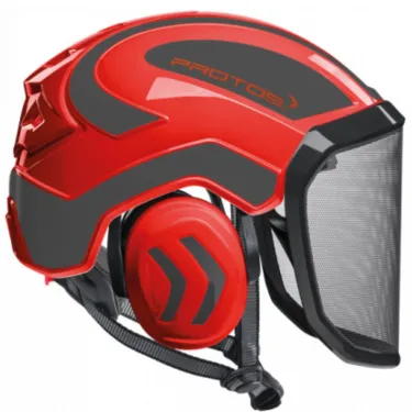Casque-Protos-Integral-Arborist-Rouge-Gris