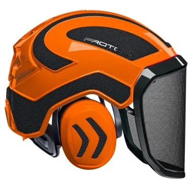 Casque de protection Protos Integral Forest orange et carbone de PFANNER