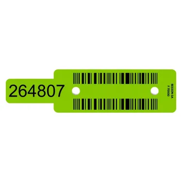 Plot d’identification vert pour scierie, personnalisé avec des chiffres et code-barres par Le Besson