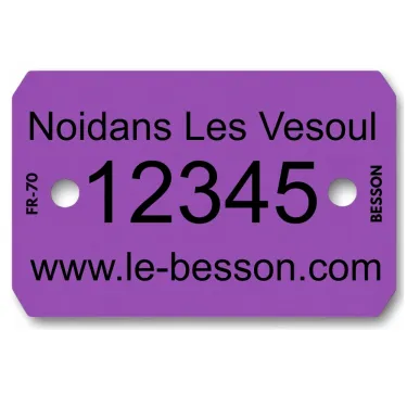 Plaquette d'identification violette personnalisée à l'encre de Le Besson