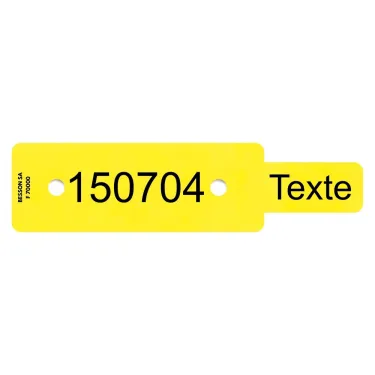 Plot d’identification jaune pour scierie, personnalisé avec des chiffres et lettres par Le Besson