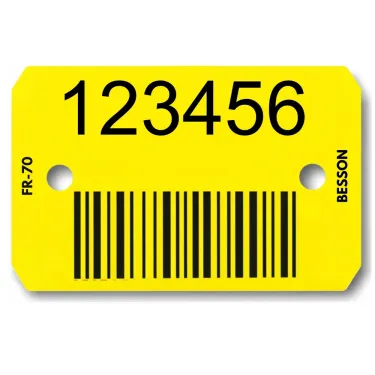 Plaquette d'identification personnalisée code-barres et 1 ligne de chiffres par Le Besson