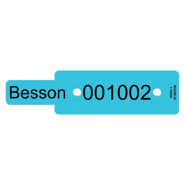 Plot d’identification bleu pour scierie, personnalisé avec des chiffres et lettres par Le Besson