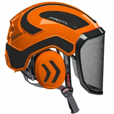 Casque de protection Protos Integral Arborist orange & carbone de Pfanner