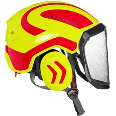 Casque-Protos-Integral-Arborist-PFANNER-Jaune-Néon-Rouge