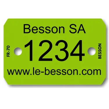 Plaquette d'identification verte personnalisée au laser avec 3 lignes de Le Besson
