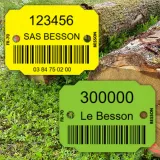 Plaquettes personnalisées code-barre, 2 lignes, format 33 x 43 mm