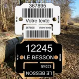 Plaquettes personnalisées alphanumériques avec coupon, jusqu'à 3 lignes, format 33 x 43 mm