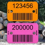 Plaquettes personnalisées code-barres, 1 à 2 lignes, format 27 x 43 mm