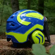 Arrière du casque Protos Forest Bleu et Jaune PFANNER