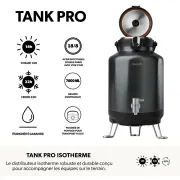 Description du du distributeur isotherme Tank Pro de 7000mL avec robinet de Qwetch