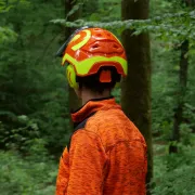 Arrière du casque Protos Integral Arborist Orange et Jaune Pfanner