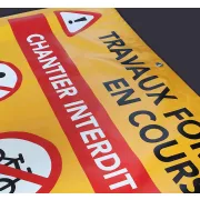 Bâche de signalisation de travaux forestiers, 150 x 80 cm avec oeillets - LE BESSON
