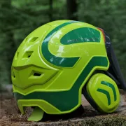 Arrière du casque d'élagage Protos Integral Jaune Néon et Vert Pfanner