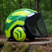 Plan sur le casque Protos Forest Vert et Jaune PFANNER