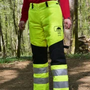 Arrière des jambières de protection anticoupure Roadrunner Flash jaune de SIP PROTECTION