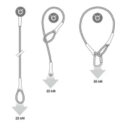 Shéma utilisation des amarrage en acier WIRE STROP de Petzl