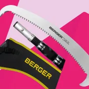 Zoom sur le set de la perche télescopique carbone ArboRapid PINKtober 4 éléments de BERGER