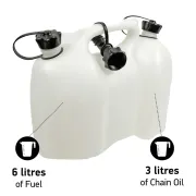 Explication de la jerrican double transparente (essence/huile)  6+3 litres de Oregon