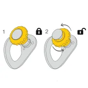 Shéma d'utilisation du point d'ancrage temporaire COEUR PULSE de Petzl