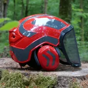 Zoom sur le Casque Protos Integral Arborist Rouge et Gris Pfanner