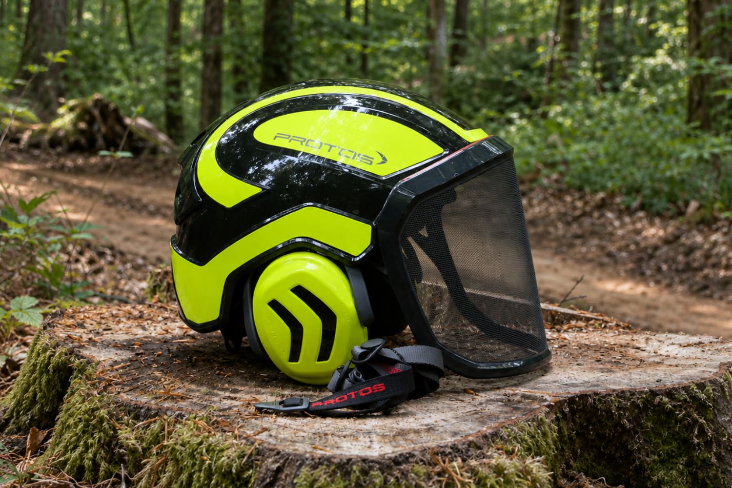 Casque Protos Integral équipé pour les travaux forestiers et l’élagage